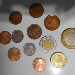 VINTAGE RARE LOT COINS 12 ALL OVER THE WORLD
